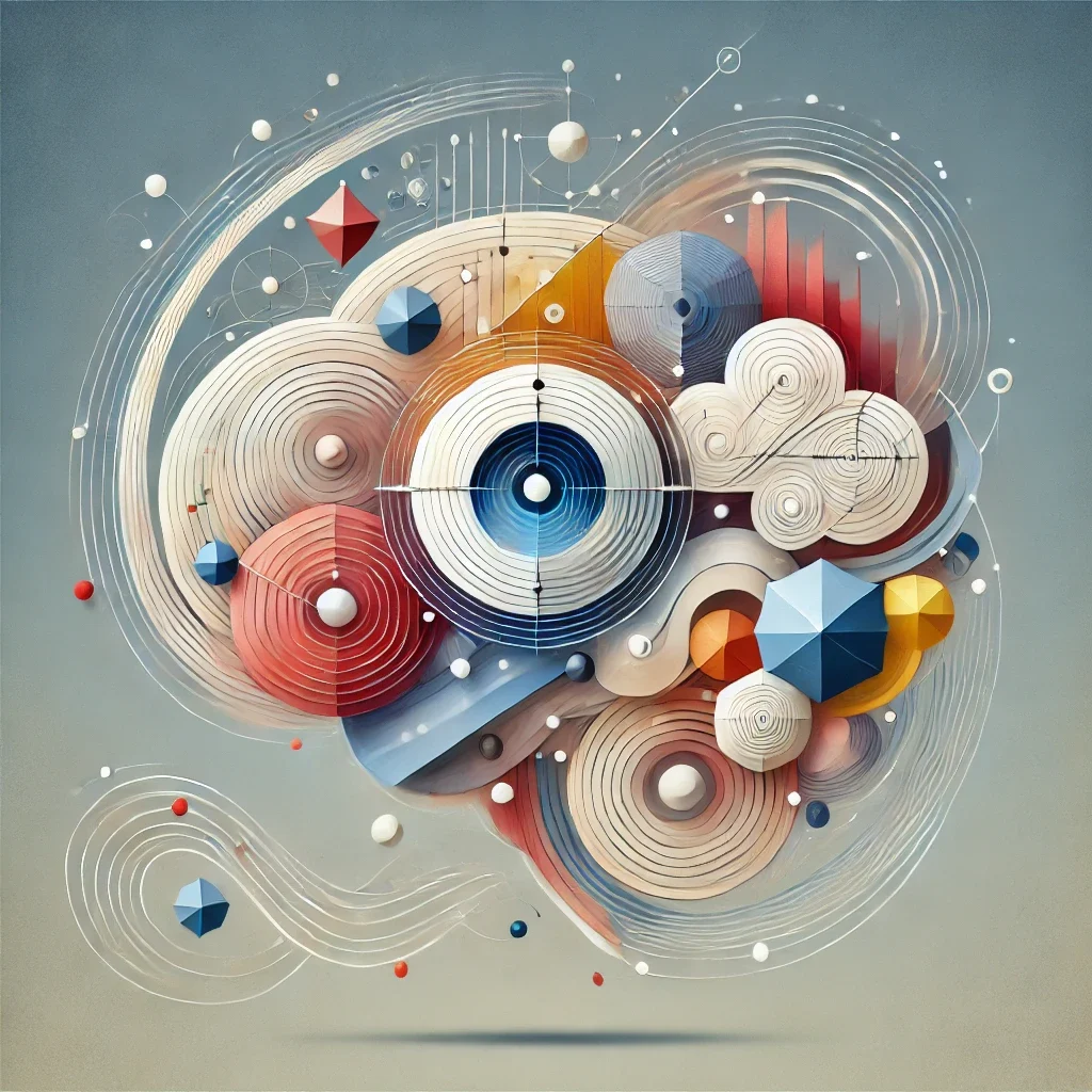 DALL·E 2025-05-26 09.17.27 - A conceptual abstract image symbolizing visualization, thinking, and memory. The image uses simple, nonfigurative geometric shapes, forms, and harmoni